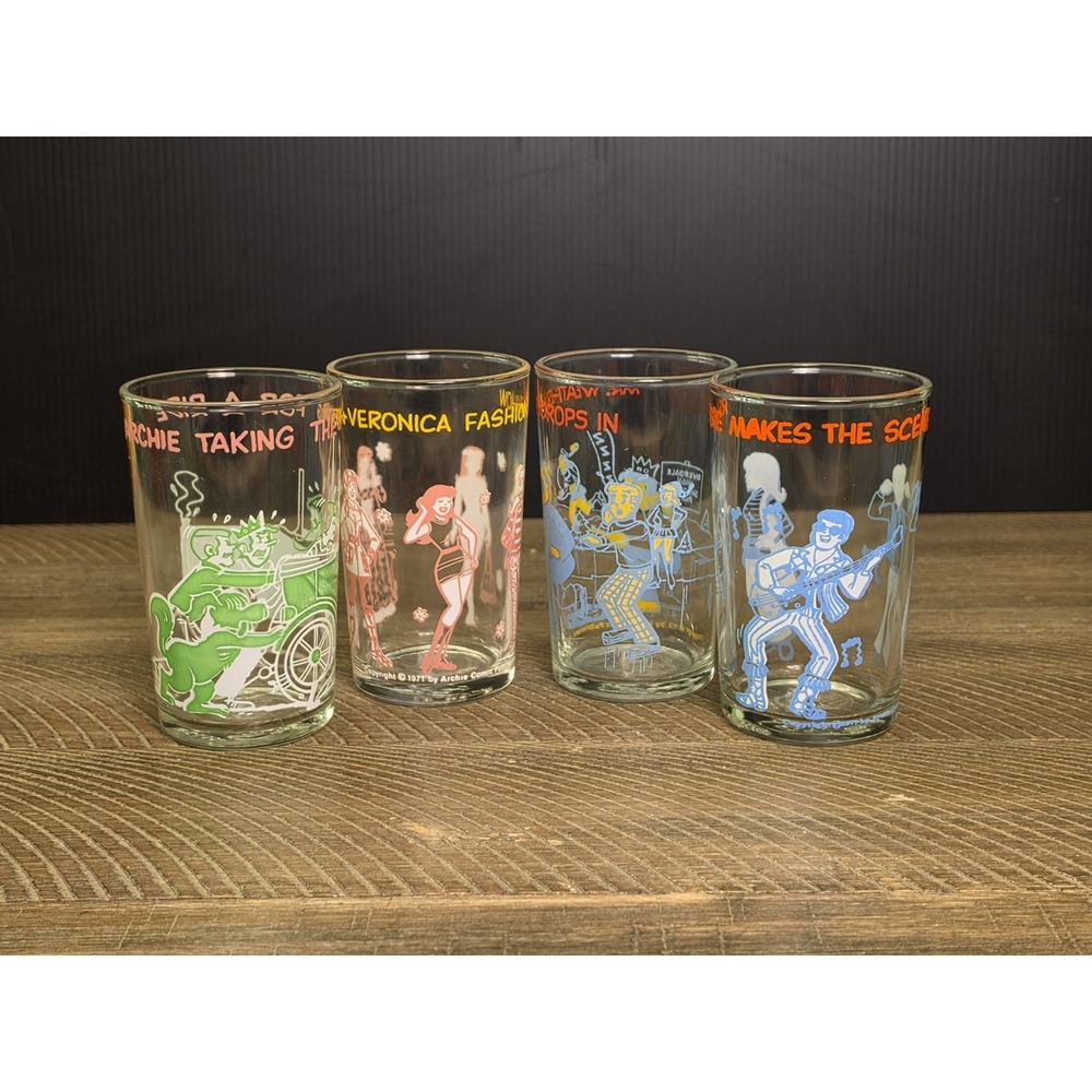 Set of 4 Vintage Archie Comics Tumblers Juice Glasses 4.25''